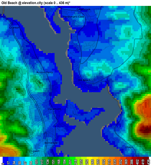 Old Beach elevation map