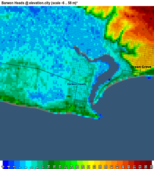 Barwon Heads elevation map