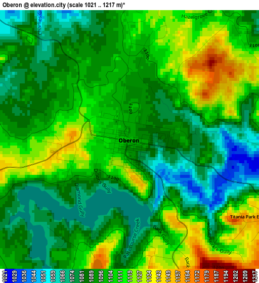 Oberon elevation map