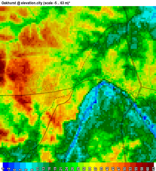 Oakhurst elevation map