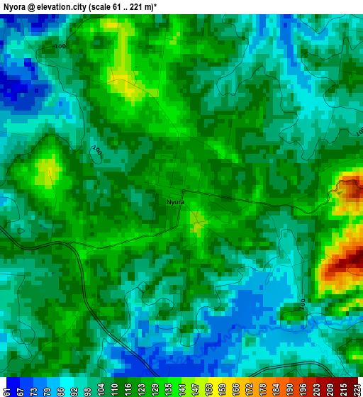 Nyora elevation map