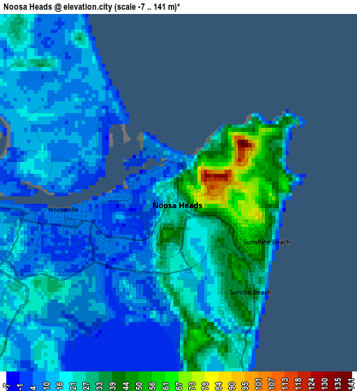 Noosa Heads elevation map