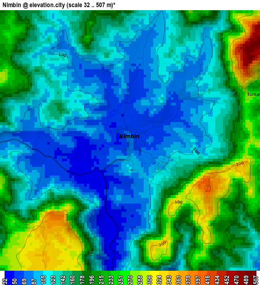 Nimbin elevation map