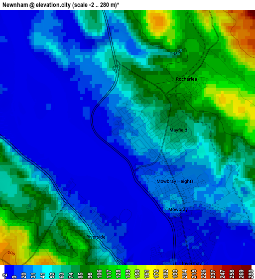 Newnham elevation map