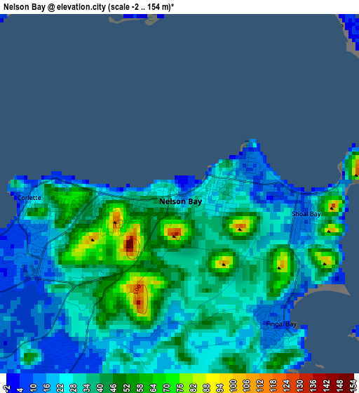 Nelson Bay elevation map