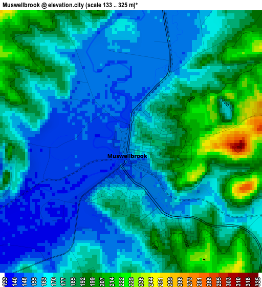 Muswellbrook elevation map