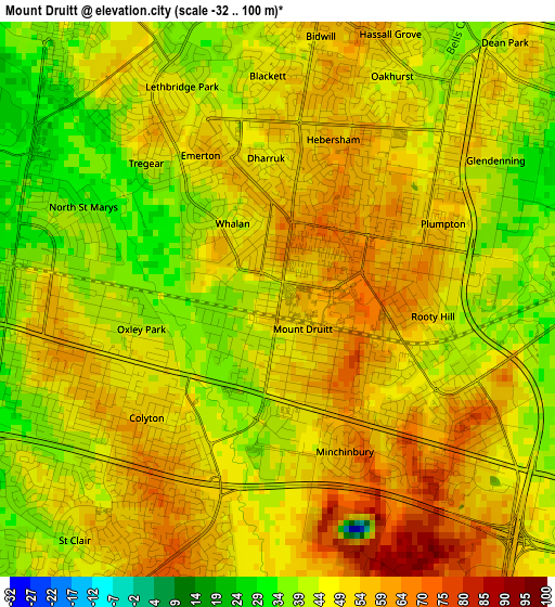 Mount Druitt elevation map