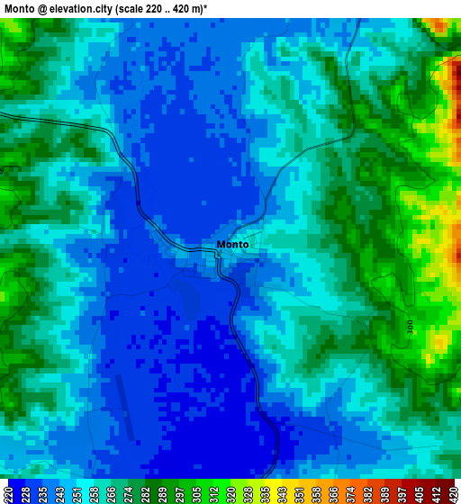 Monto elevation map