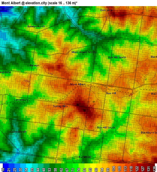 Mont Albert elevation map