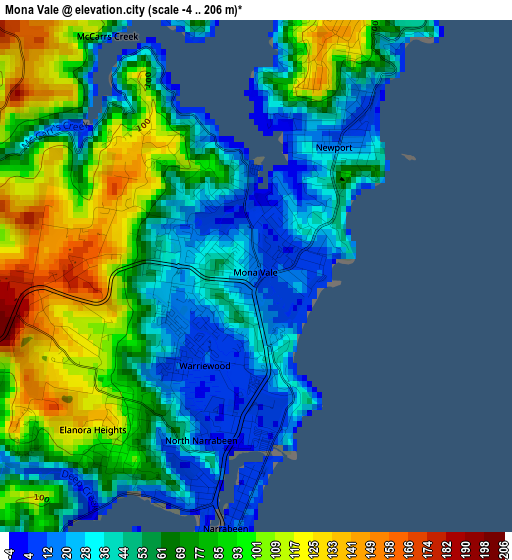 Mona Vale elevation map