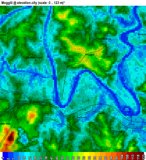 Moggill elevation map