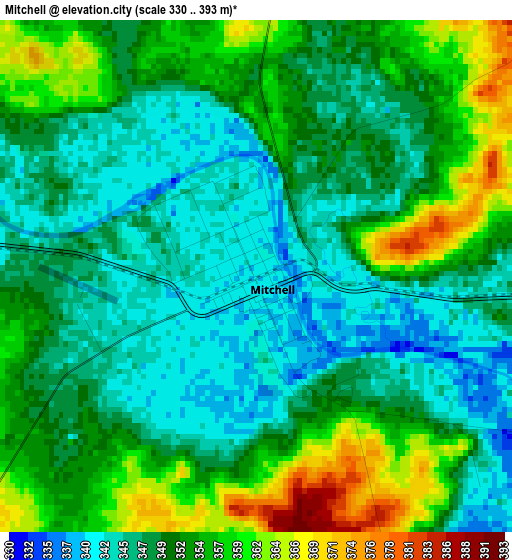 Mitchell elevation map