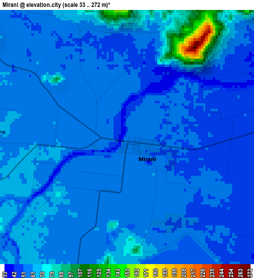 Mirani elevation map