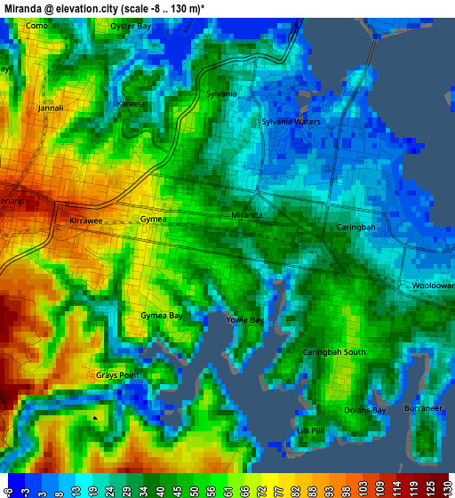 Miranda elevation map