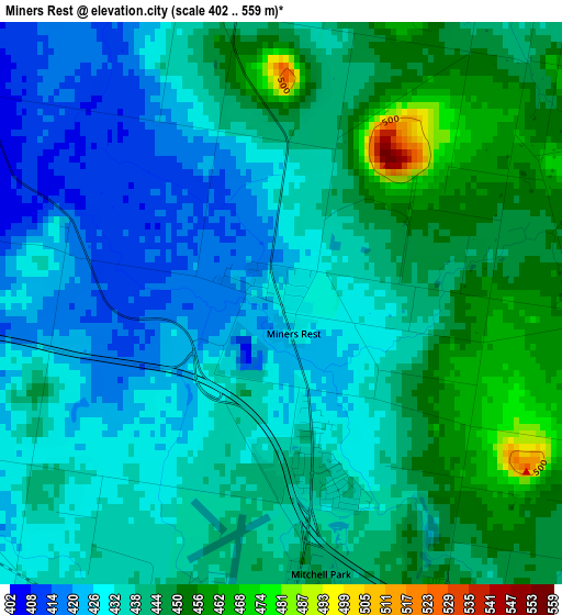 Miners Rest elevation map