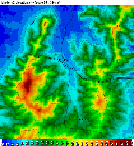 Minden elevation map