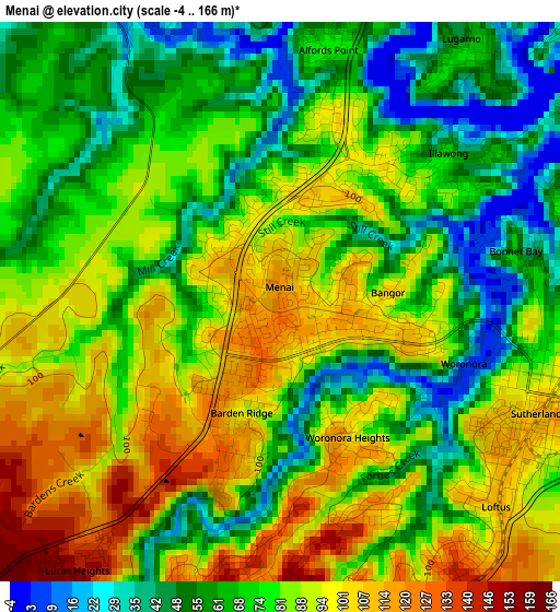 Menai elevation map
