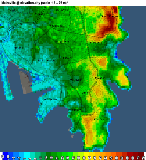 Matraville elevation map