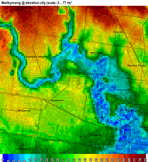 Maribyrnong elevation map