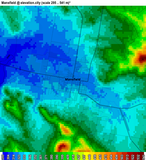 Mansfield elevation map