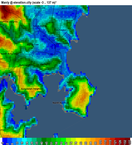 Manly elevation map