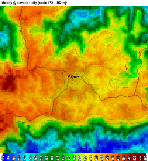 Maleny elevation map