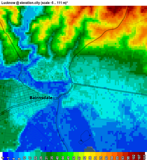 Lucknow elevation map