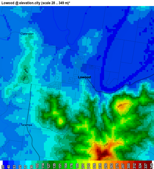 Lowood elevation map