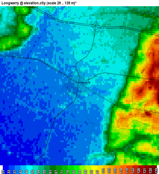 Longwarry elevation map