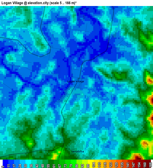 Logan Village elevation map