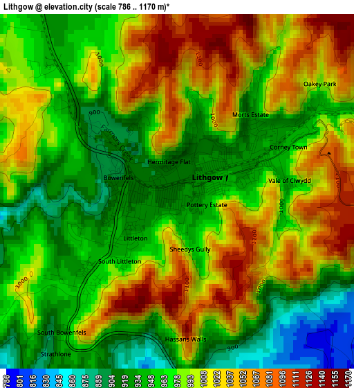 Lithgow elevation map