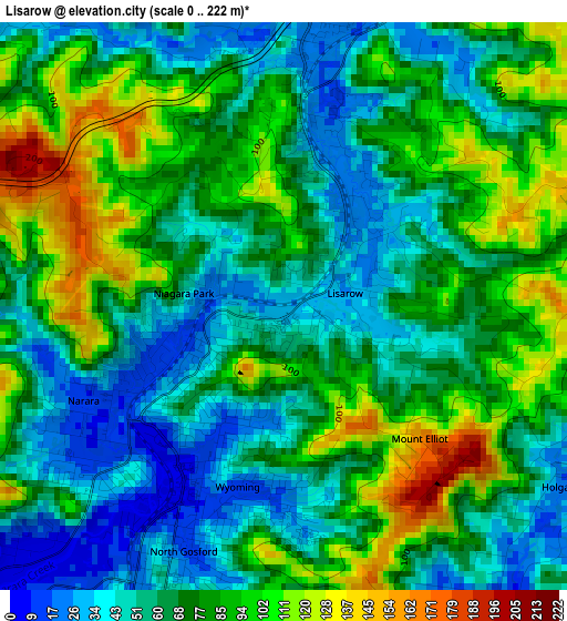 Lisarow elevation map