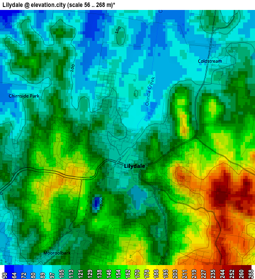 Lilydale elevation map