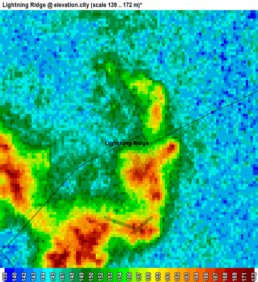 Lightning Ridge elevation map