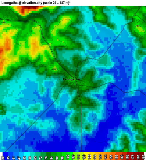 Leongatha elevation map