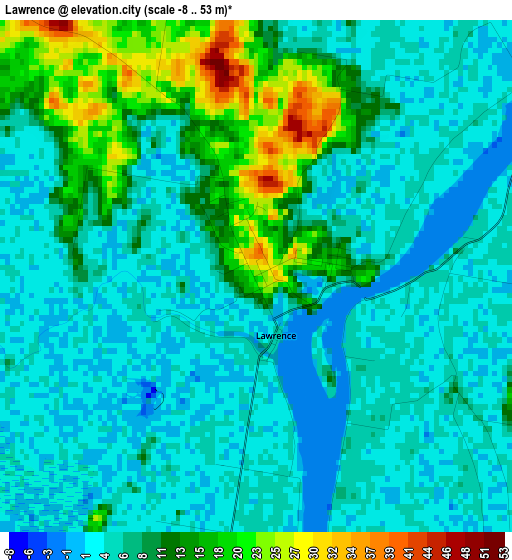 Lawrence elevation map