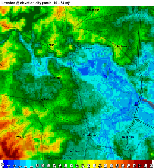 Lawnton elevation map