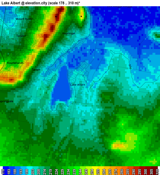 Lake Albert elevation map