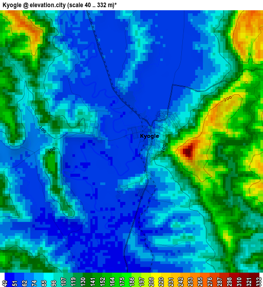 Kyogle elevation map