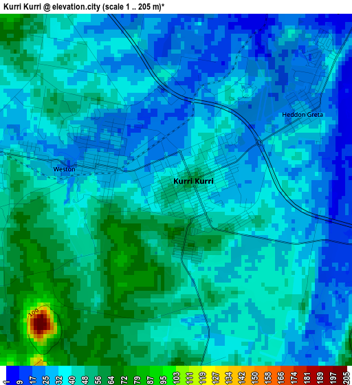 Kurri Kurri elevation map