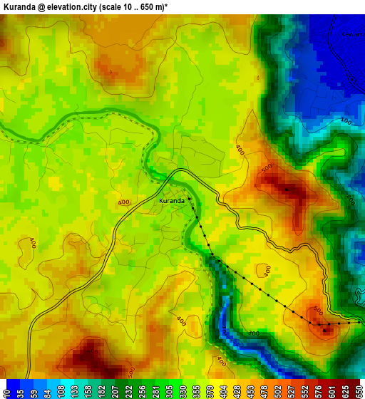 Kuranda elevation map