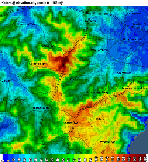 Kotara elevation map