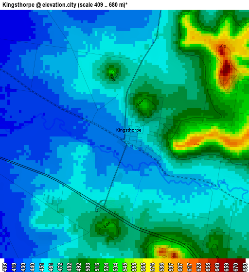 Kingsthorpe elevation map