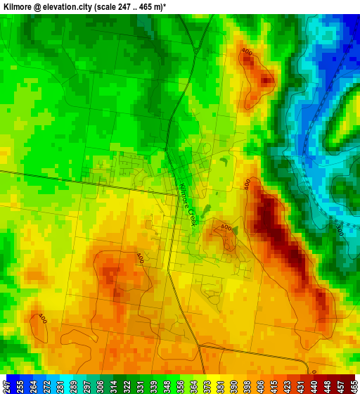 Kilmore elevation map