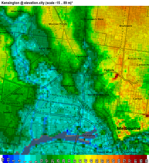 Kensington elevation map