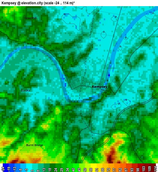 Kempsey elevation map