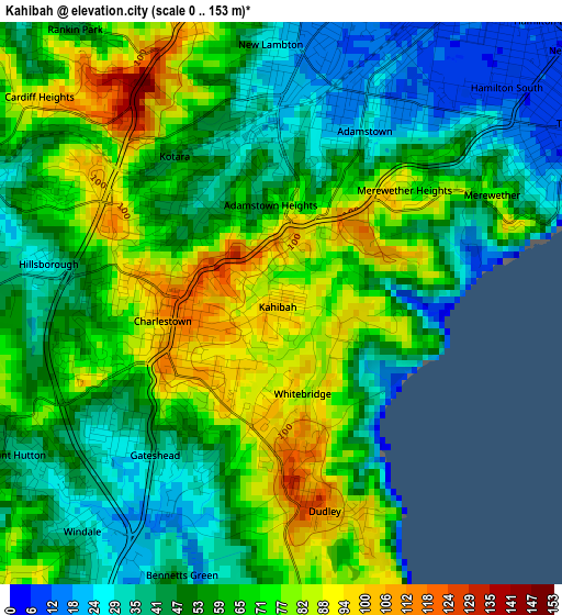 Kahibah elevation map