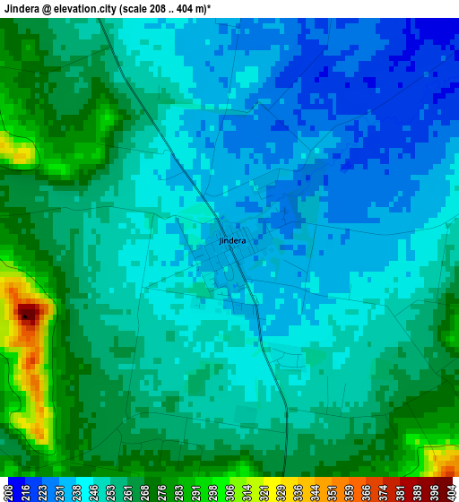 Jindera elevation map