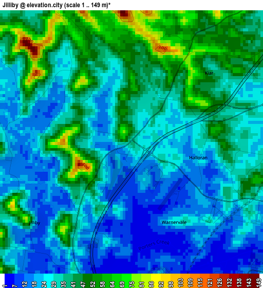 Jilliby elevation map