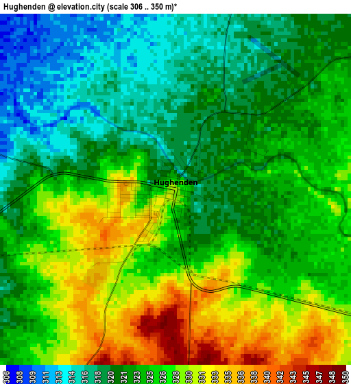 Hughenden elevation map